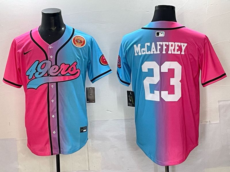 Men 2025 San Francisco 49ers #23 Mccaffrey Blue pink Nike Limited NFL Jersey style 012->san francisco 49ers->NFL Jersey